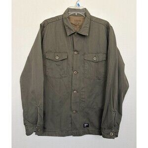 Stussy Shirt Jacket Fatigue Army Military Green Cotton Pockets Skate Men's Large